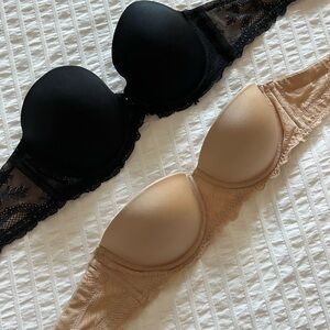 Betsey Johnson Black and Tan Lace Bras